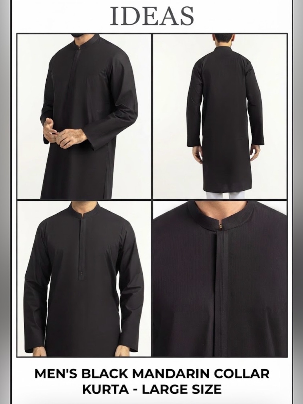 Black Cotton Kurta by Gul Ahmed in Large